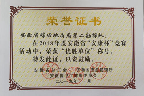2018年“安康杯”竞赛优胜单位